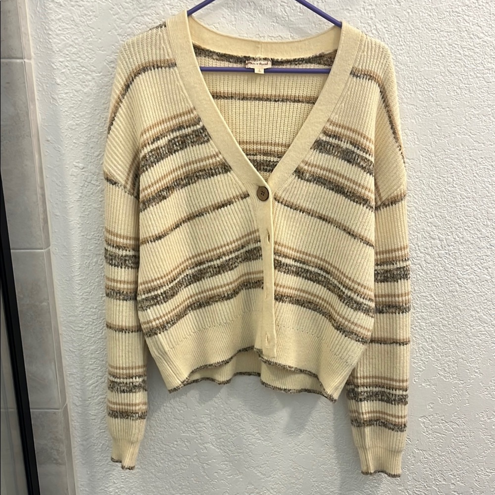 Striped Cream and Brown Women's Sweater